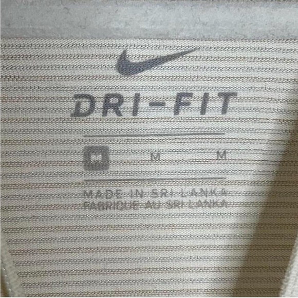 Nike Dri-Fit Cream Striped Athletic Top M | Moisture-Wicking Shirt - Picture 4 of 6